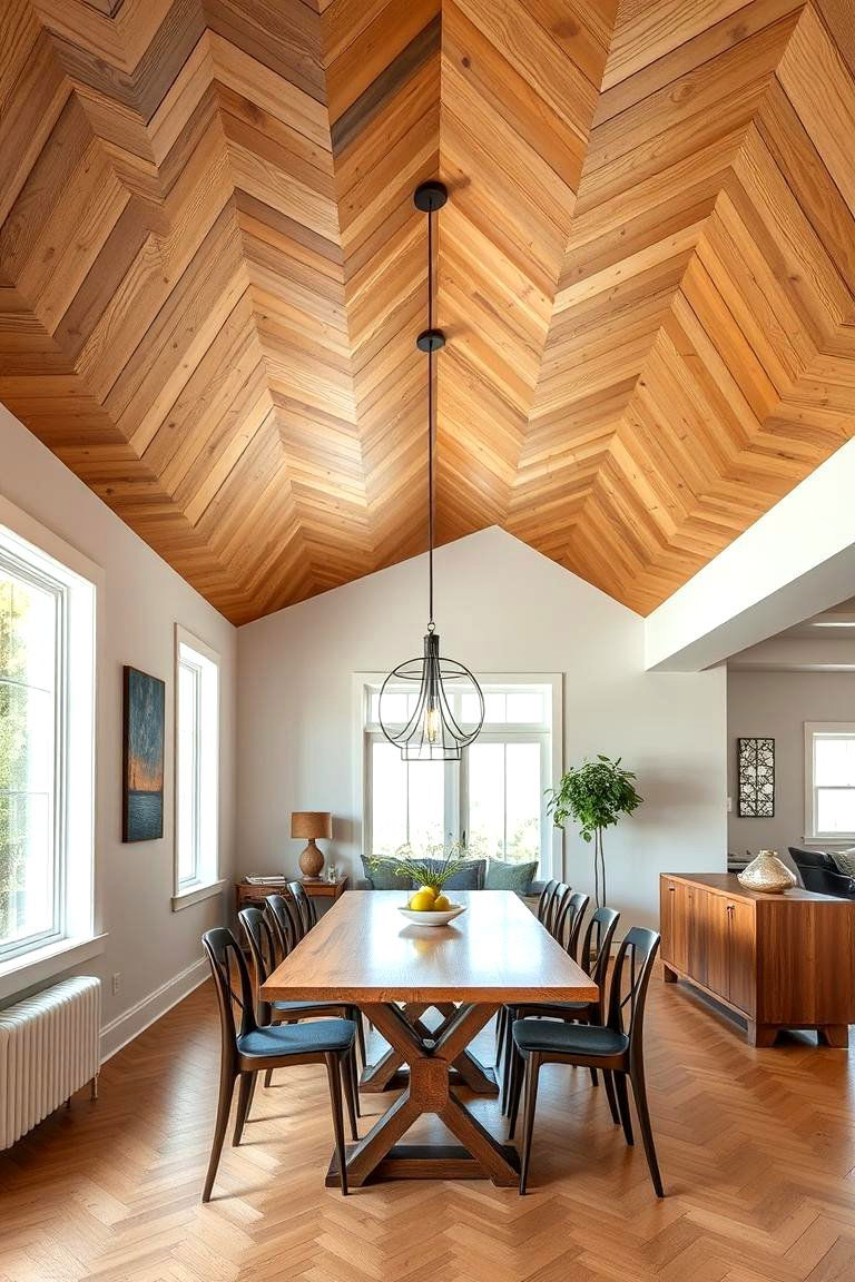 Plywood Chevron Ceiling - 24 Plywood Ceiling Ideas