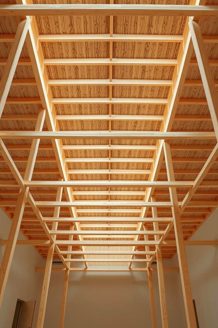 Plywood Grid Ceiling - 24 Plywood Ceiling Ideas