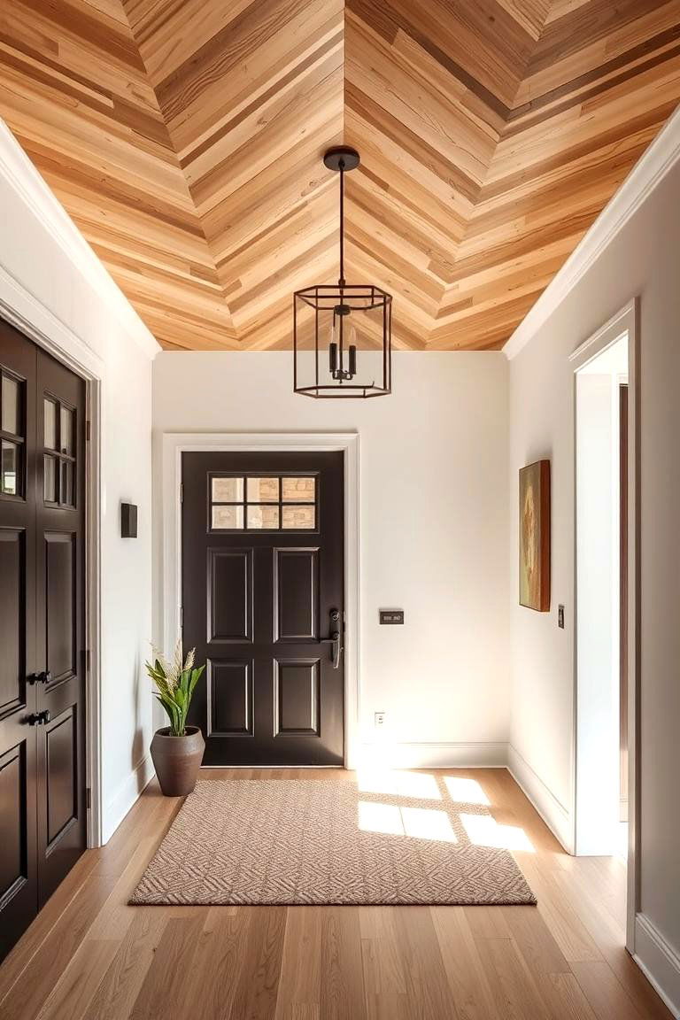 Plywood Herringbone Ceiling - 24 Plywood Ceiling Ideas