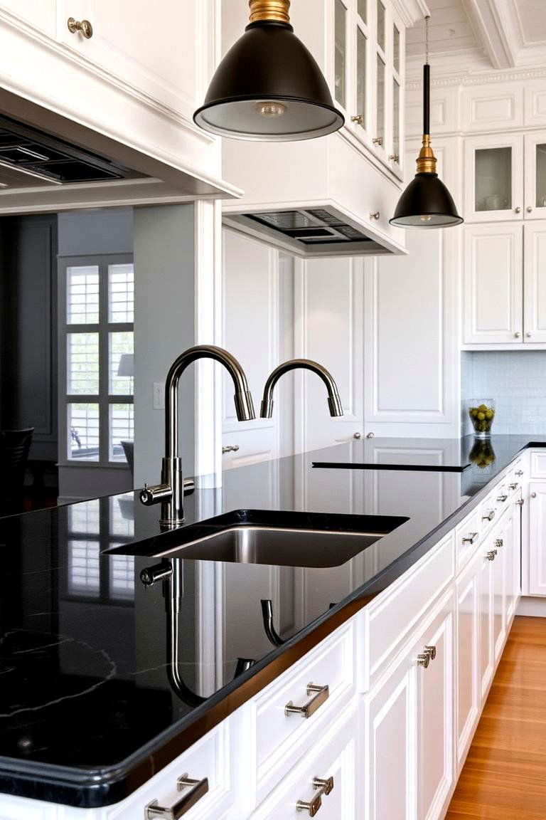 Polished Classic Elegance - 24 Black Granite Countertops Kitchen Ideas