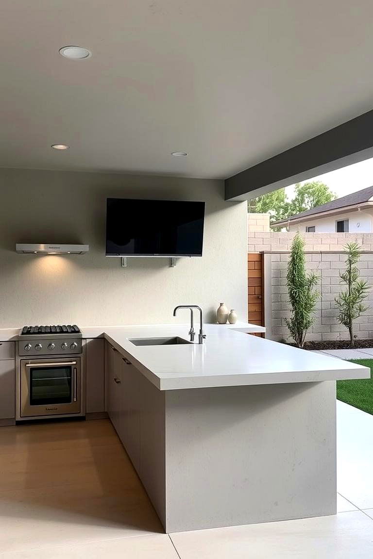Polished Concrete Elegance - 24 Outdoor Countertop Ideas