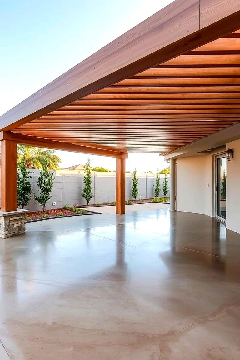 Polished Concrete Elegance - 24 Pergola Flooring Ideas