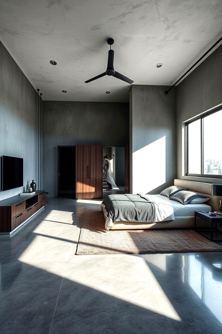 Polished Concrete Modernity - 24 Bedroom Flooring Ideas
