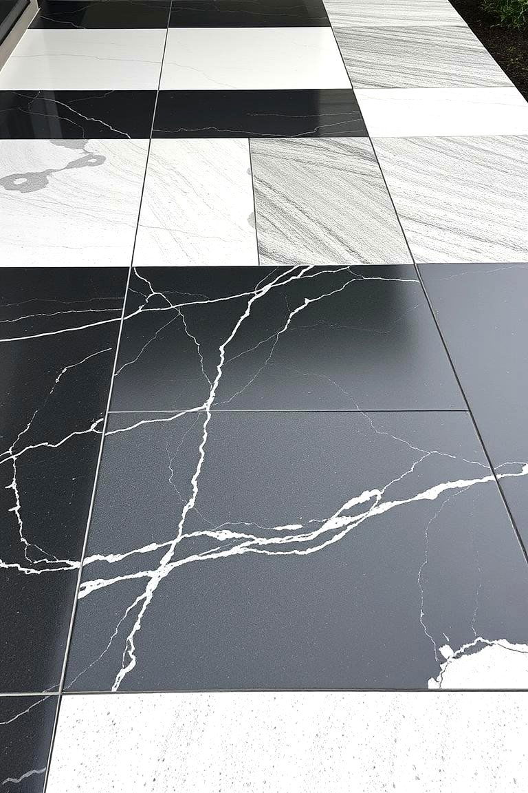 Polished Concrete Surfaces with Monochrome Finishes - 24 Black and White Patio Ideas