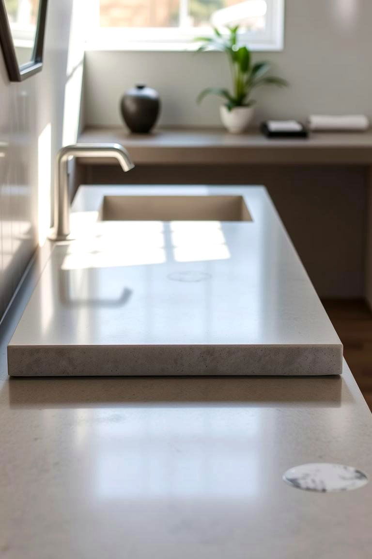 Polished Concrete Vanity Tops - 24 Concrete Bathroom Ideas