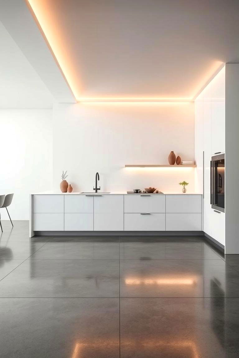 Polished Concrete with Warm Accents - 24 Concrete Floor Kitchen Ideas
