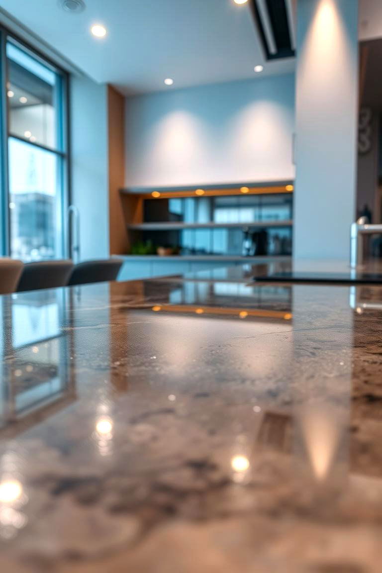Polished Glossy Concrete Countertop - 24 Concrete Countertop Ideas