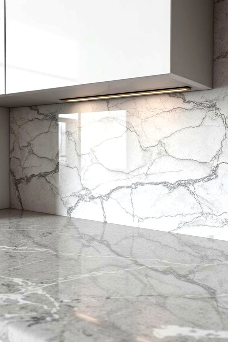 Polished Stone Backsplashes - 24 Stone Bathroom Ideas