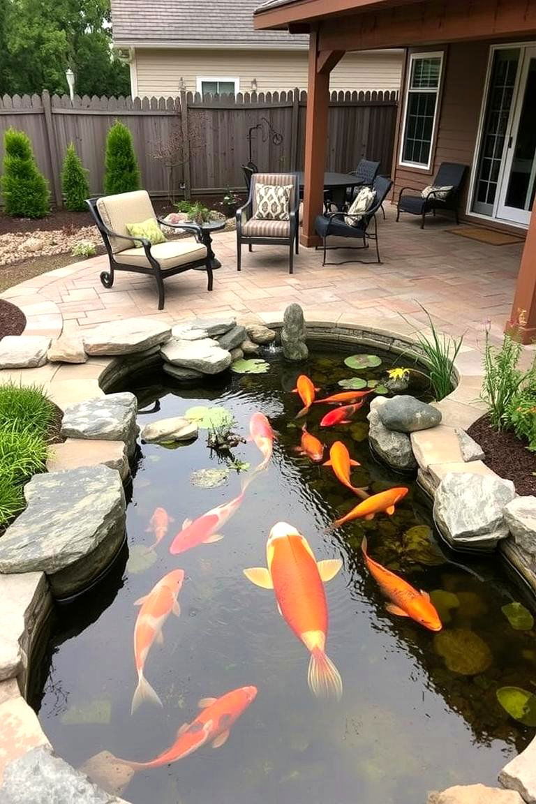 Pond Integrated into a Patio Design - 24 Koi Pond Ideas