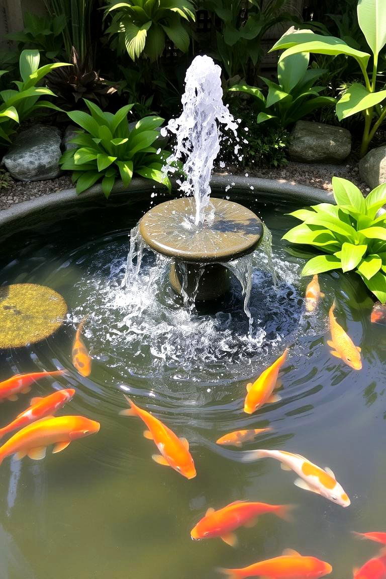 Pond with Fish and Fountains - 24 Fish Pond Ideas