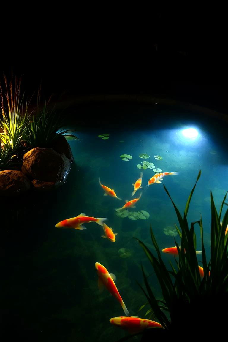 Pond with Fish and Lighting - 24 Fish Pond Ideas