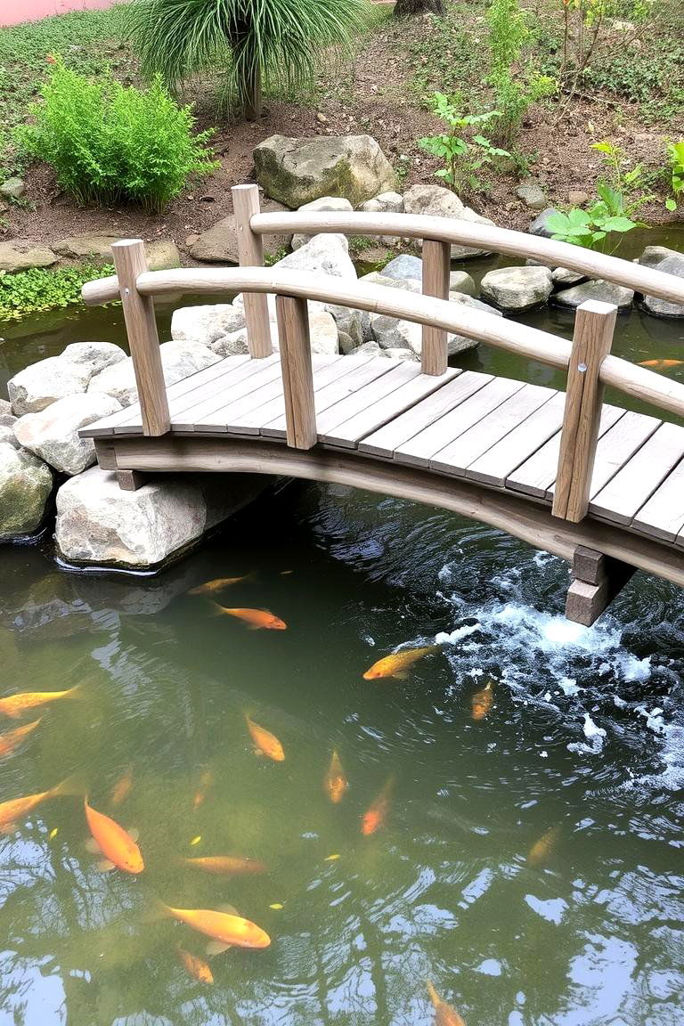 Pond with Fish and a Bridge - 24 Fish Pond Ideas
