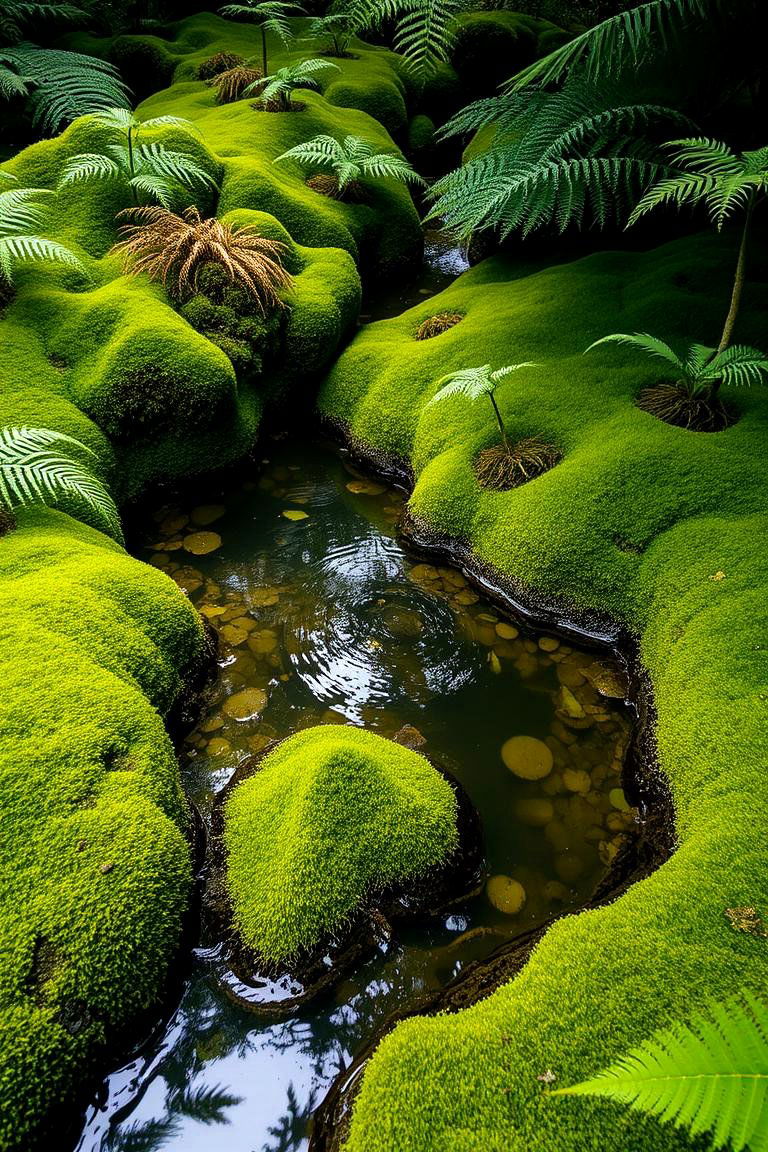 Pond with Moss and Ferns - 24 Backyard Pond Ideas