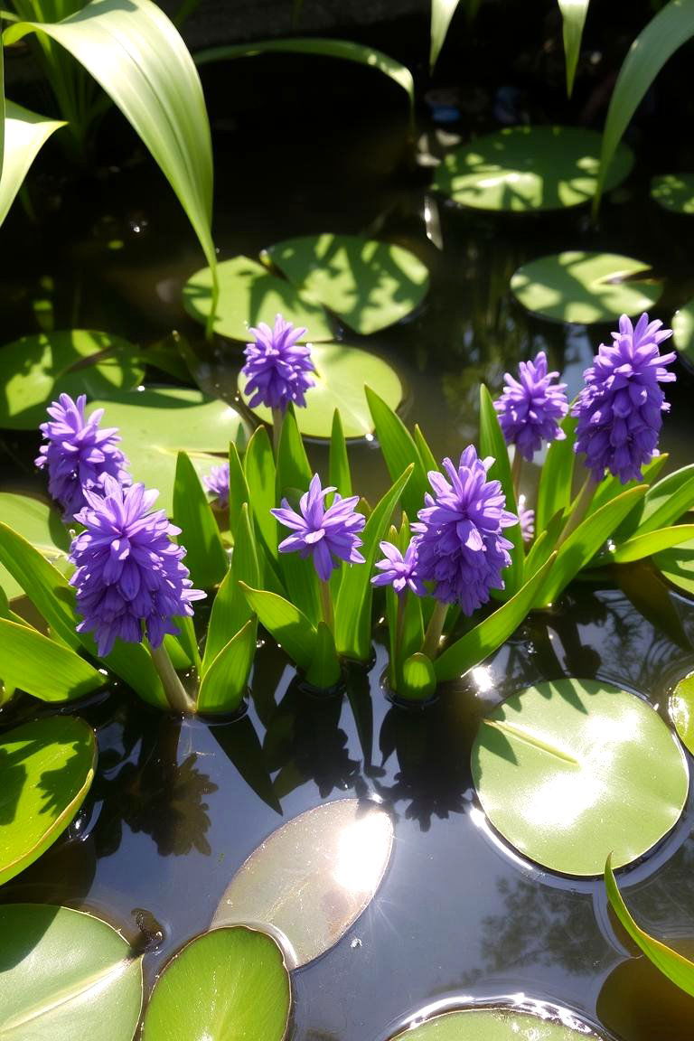 Pond with Water Hyacinth - 24 Backyard Pond Ideas