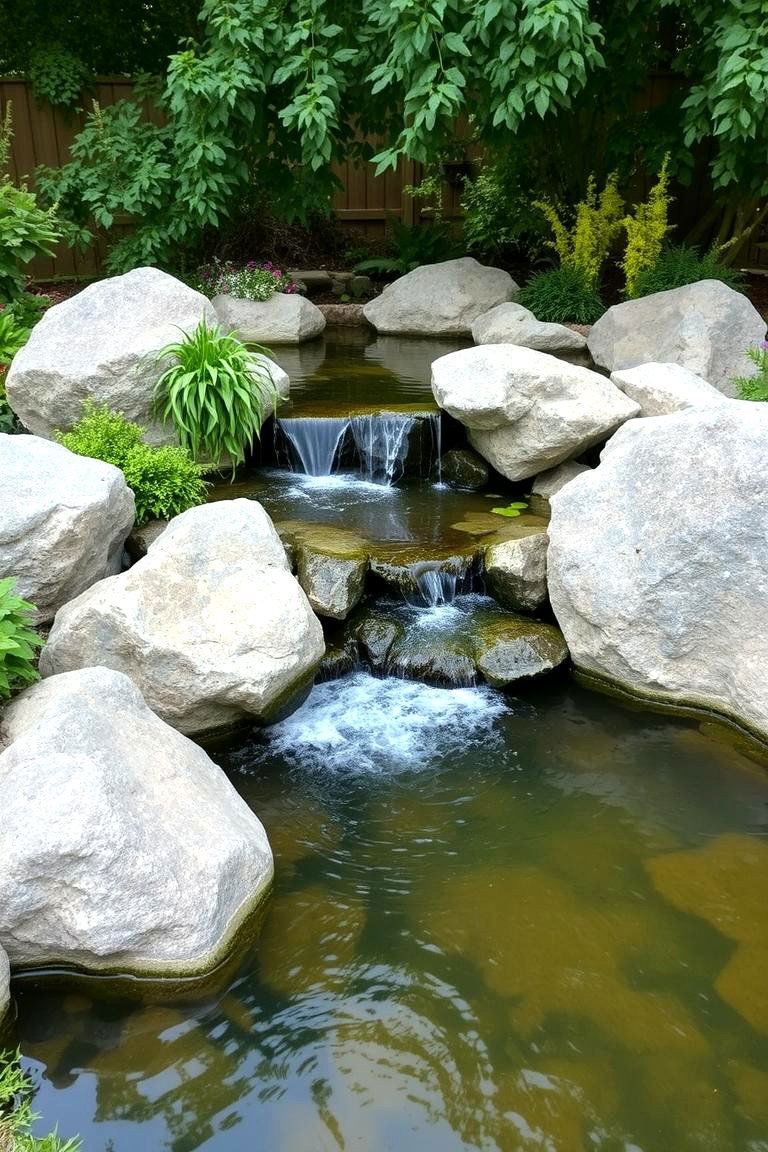 Pond with Waterfall Feature - 24 Backyard Pond Ideas
