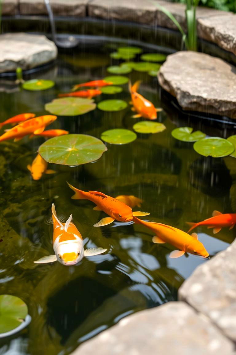 Pond with a Built in Overflow System - 24 Koi Pond Ideas