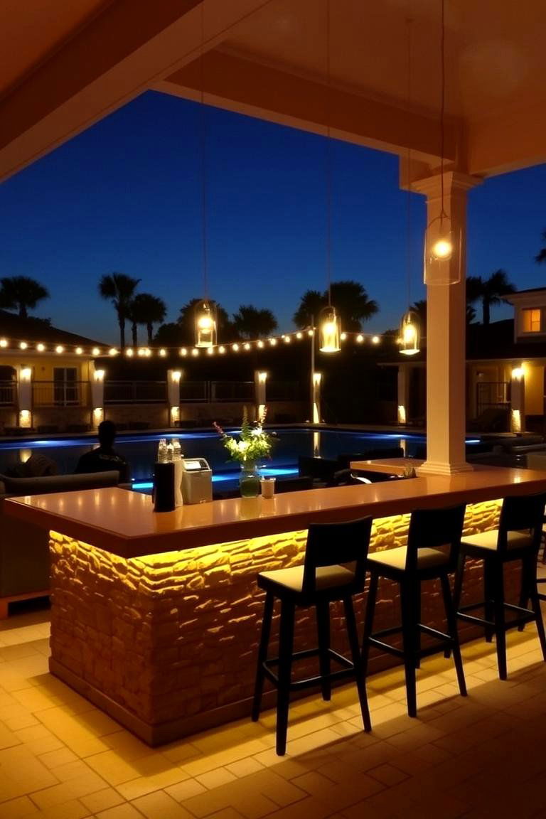 Pool Bar Lighting - 24 Pool Lighting Ideas