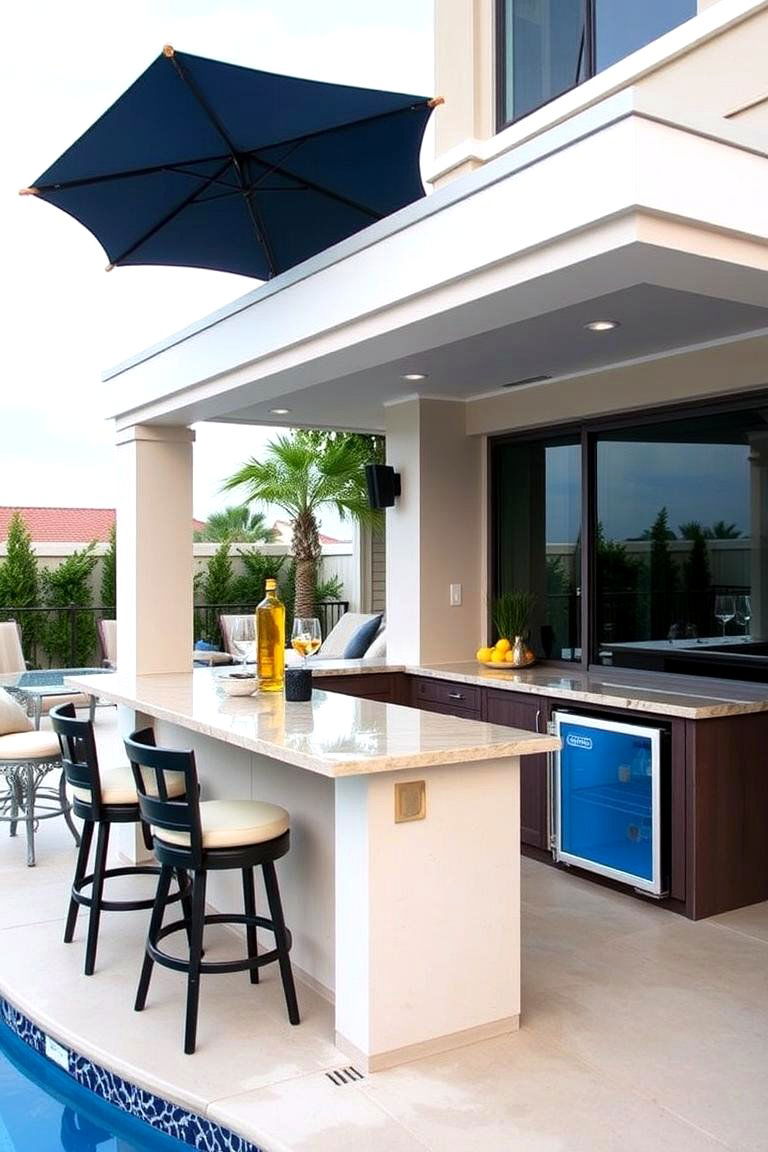 Pool Deck with Built In Bar - 24 Above-ground Pool With Deck Ideas