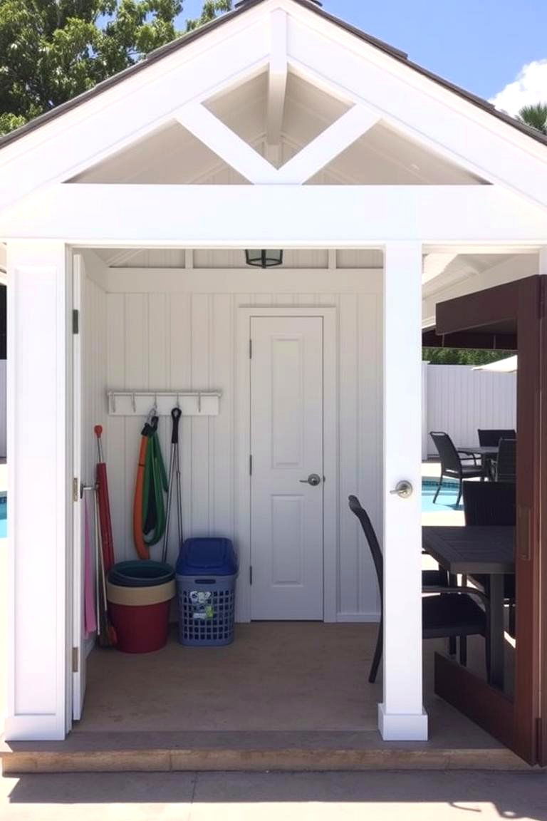 Pool House Nearby for Convenience and Storage - 24 Semi Inground Pool Ideas
