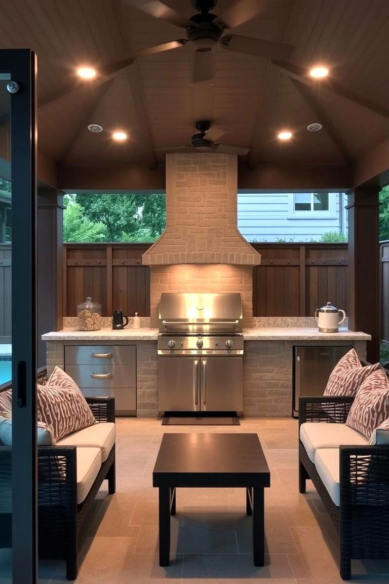 Pool House with a Full Size Barbecue Area - 24 Pool House Ideas