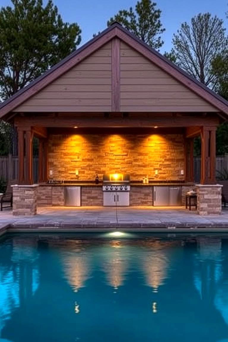Pool Shed with Built in Outdoor Kitchen - 24 Pool Shed Ideas