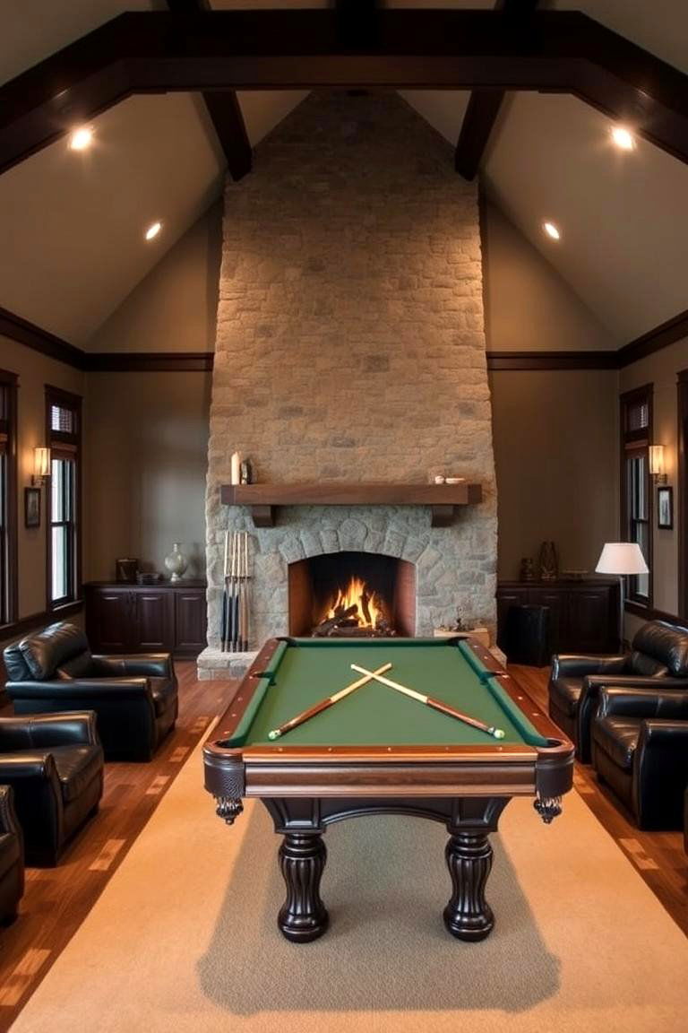 Pool Table Room with a Fireplace - 24 Pool Table Room Ideas