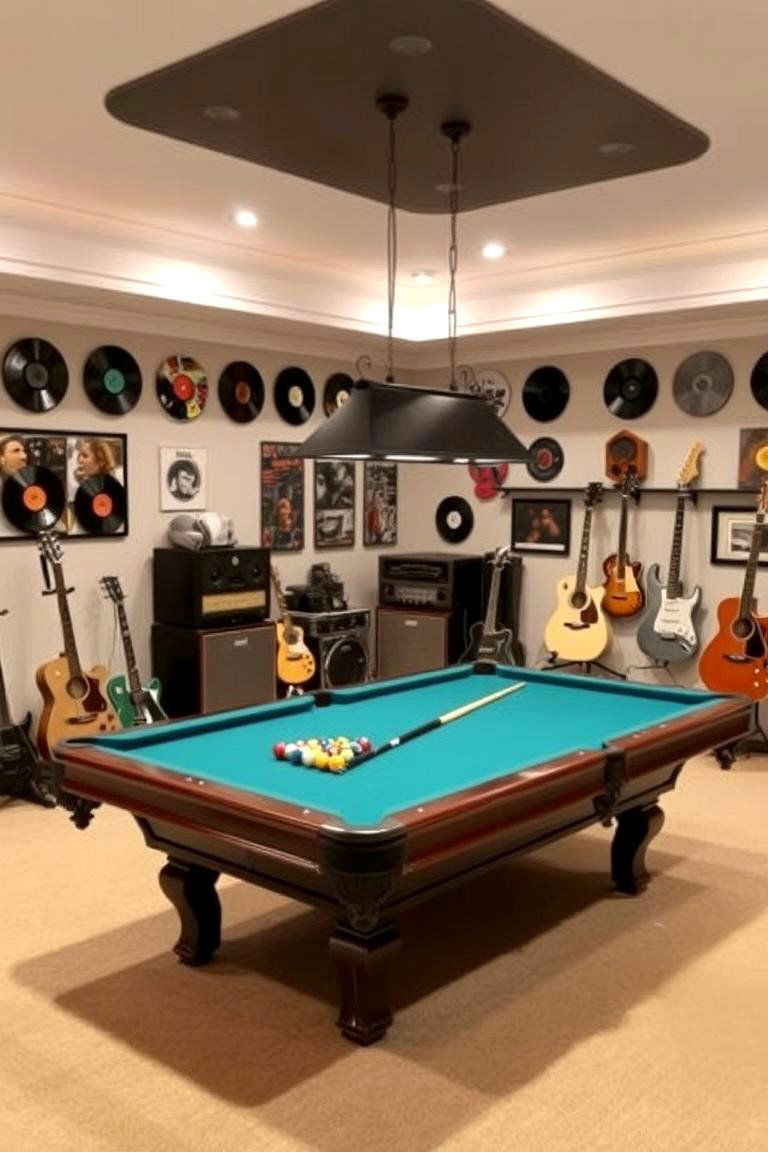 Pool Table Room with a Music Theme - 24 Pool Table Room Ideas