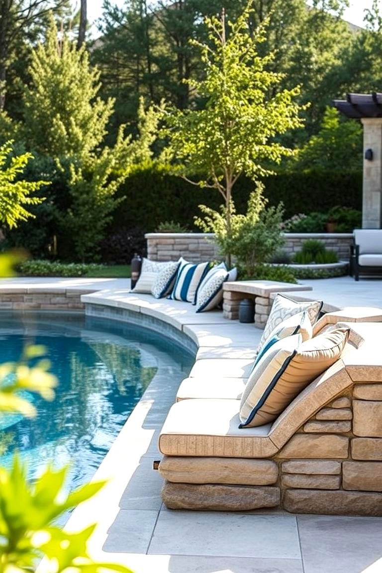 Pool with Built in Seating - 24 above ground pool ideas