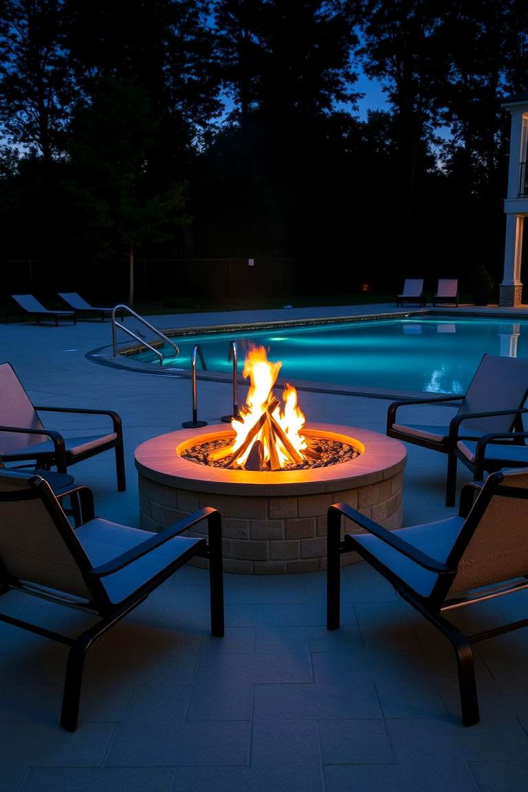 Pool with Fire Pit - 24 above ground pool ideas