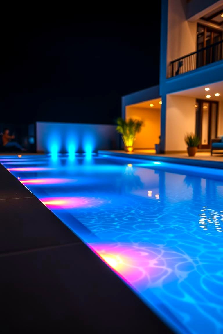 Pool with LED Accents - 24 Small Inground Pool Ideas