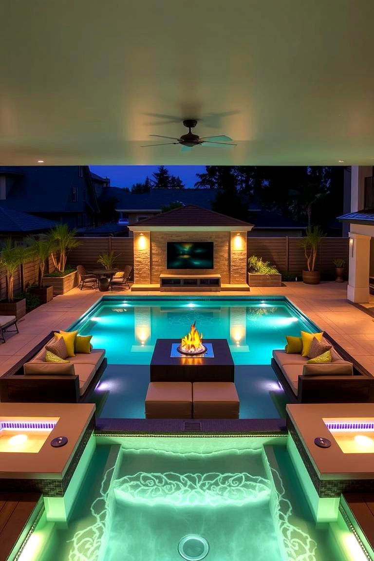 Pool with Versatile Entertainment Zone - 24 Small Inground Pool Ideas