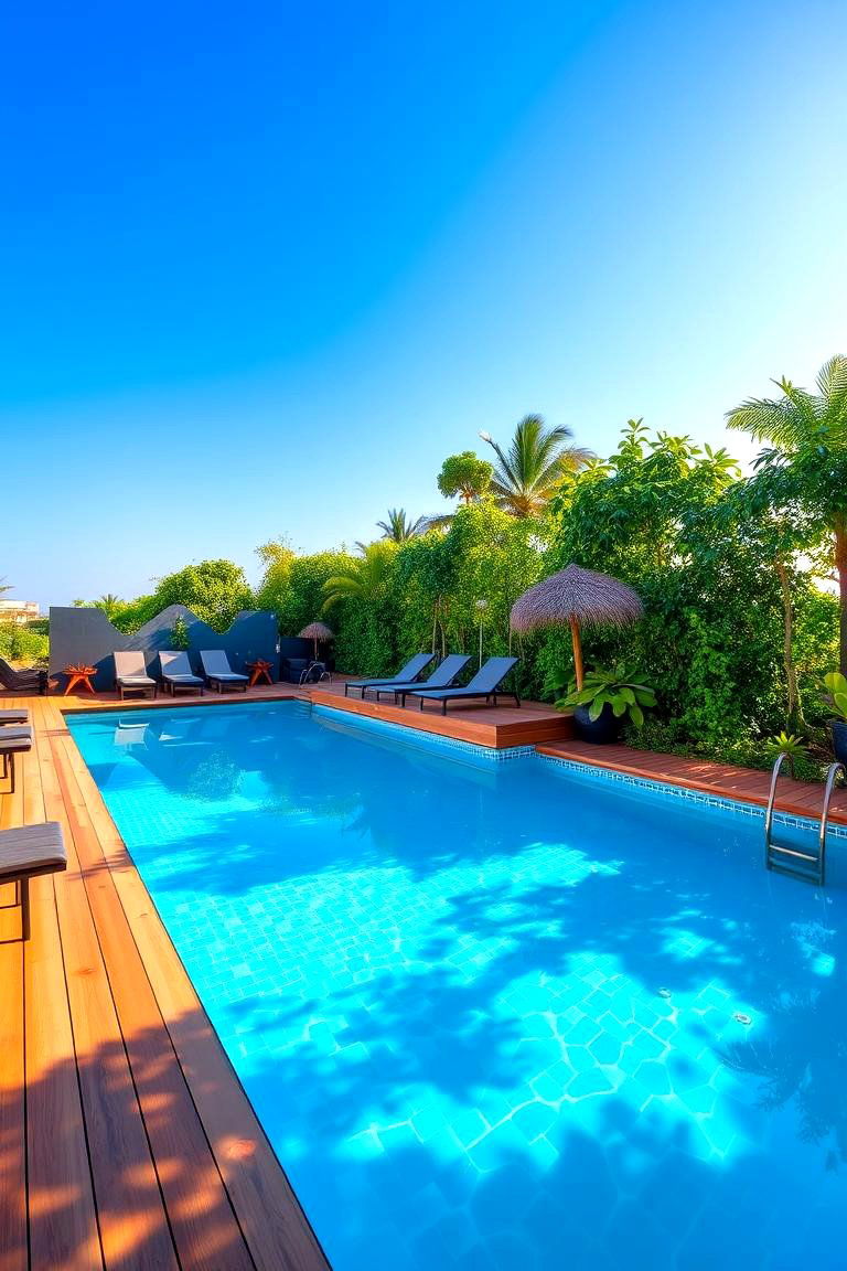 Pool with Wooden Decking - 24 above ground pool ideas