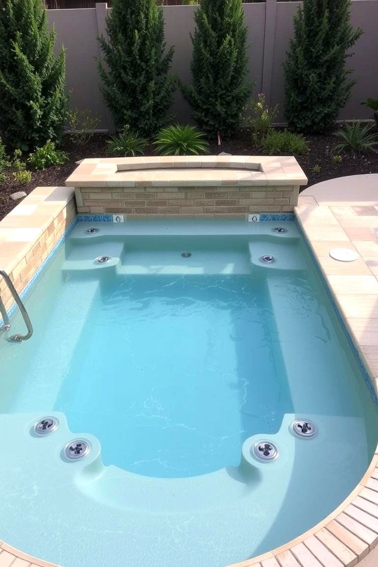 Pool with a Built In Bench for Extra Comfort - 24 Backyard Pool Ideas