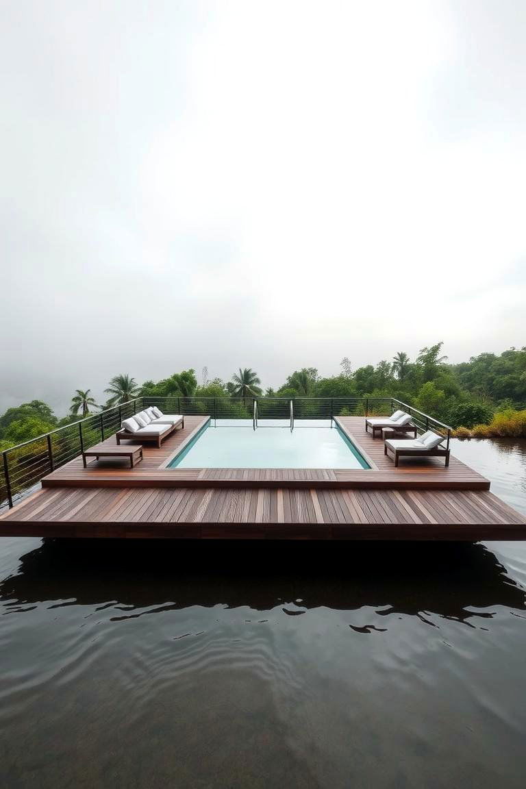 Pool with a Floating Deck - 24 above ground pool ideas