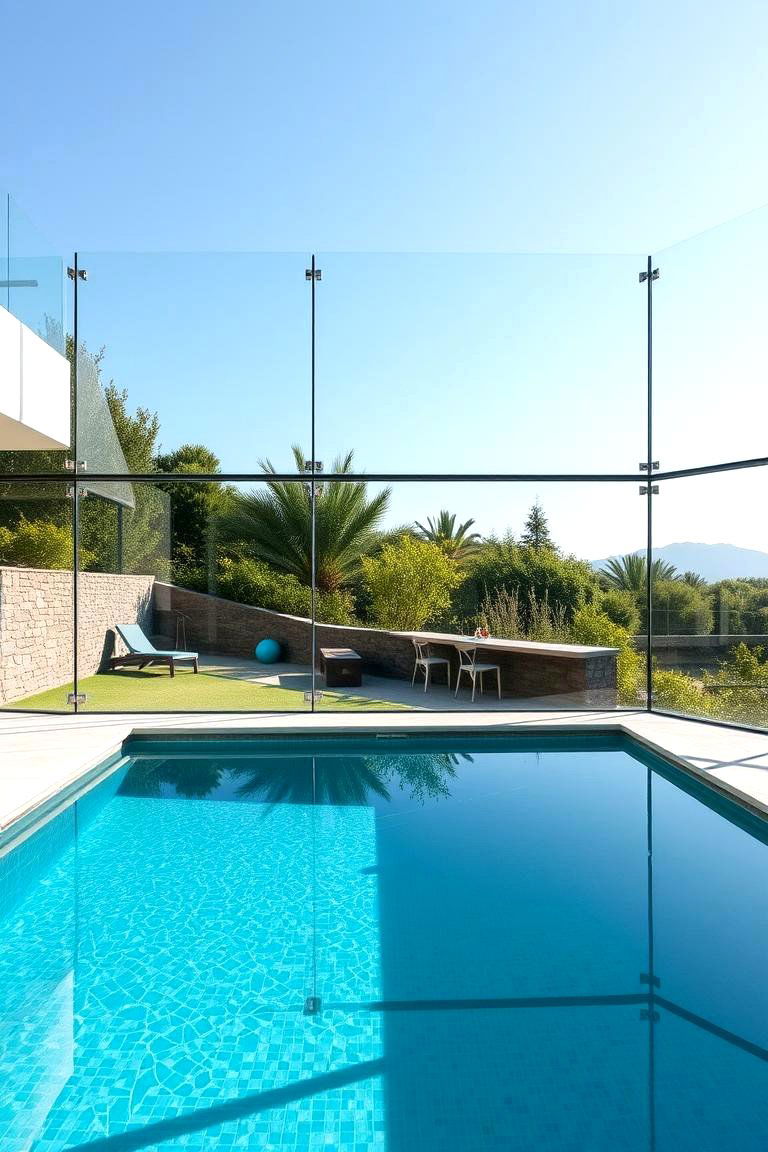 Pool with a Glass Wall - 24 above ground pool ideas