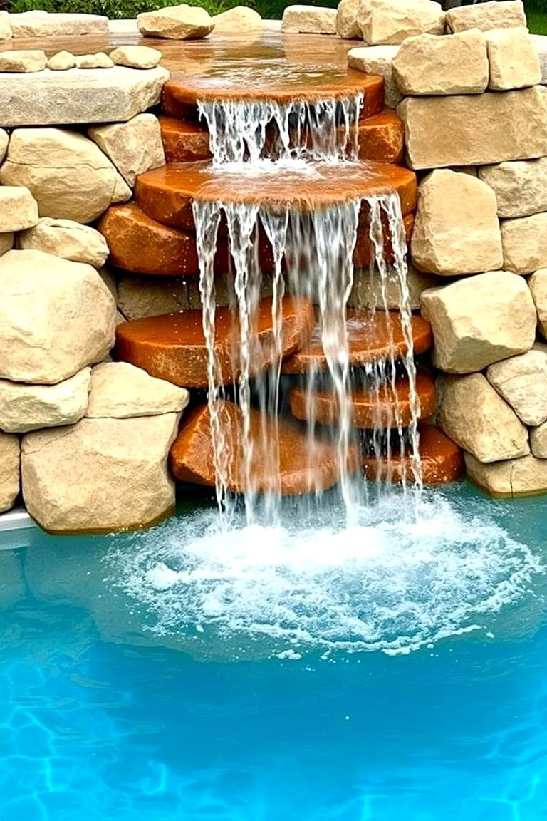 Pool with a Hot Tub and Waterfall Combo - 24 Backyard Pool Ideas