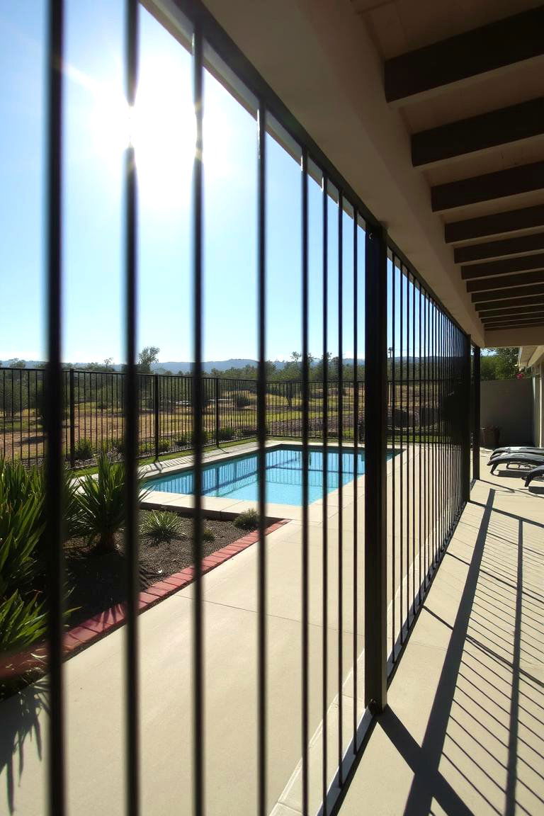 Pool with a Modern Fence - 24 above ground pool ideas