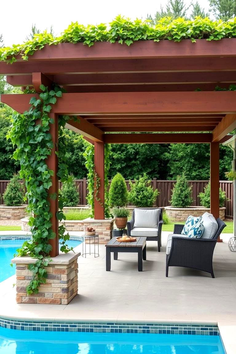 Pool with a Pergola - 24 above ground pool ideas