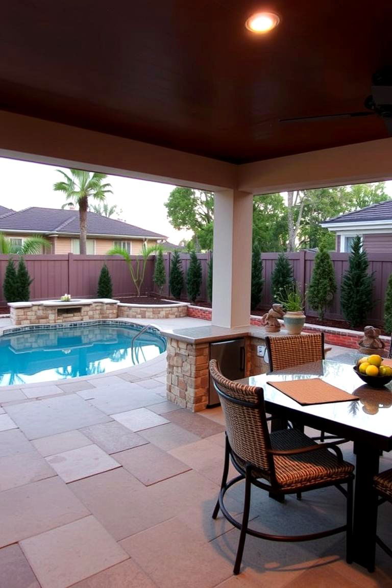 Pool with an Outdoor Kitchen for All in One Entertainment - 24 Backyard Pool Ideas