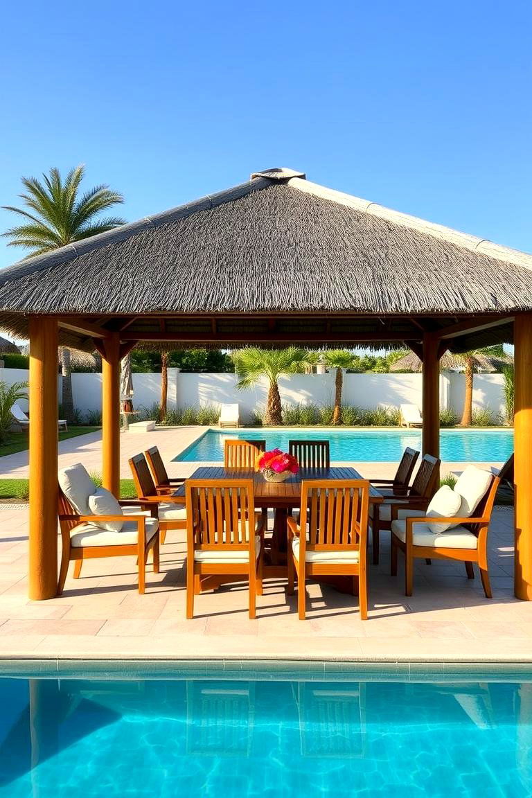 Poolside Dining Pavilion - 24 Outdoor Dining Area Ideas