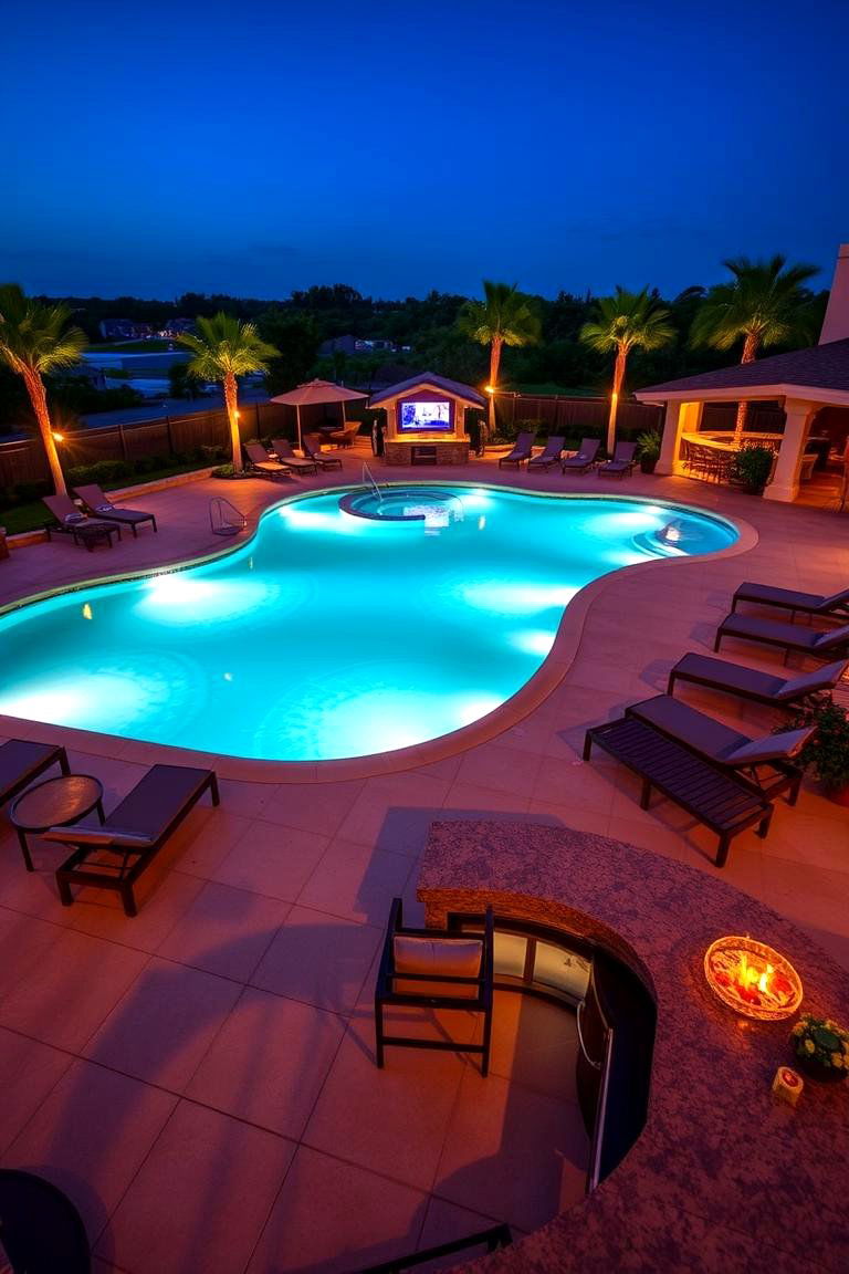 Poolside Entertainment Area - 24 L Shaped Backyard Ideas