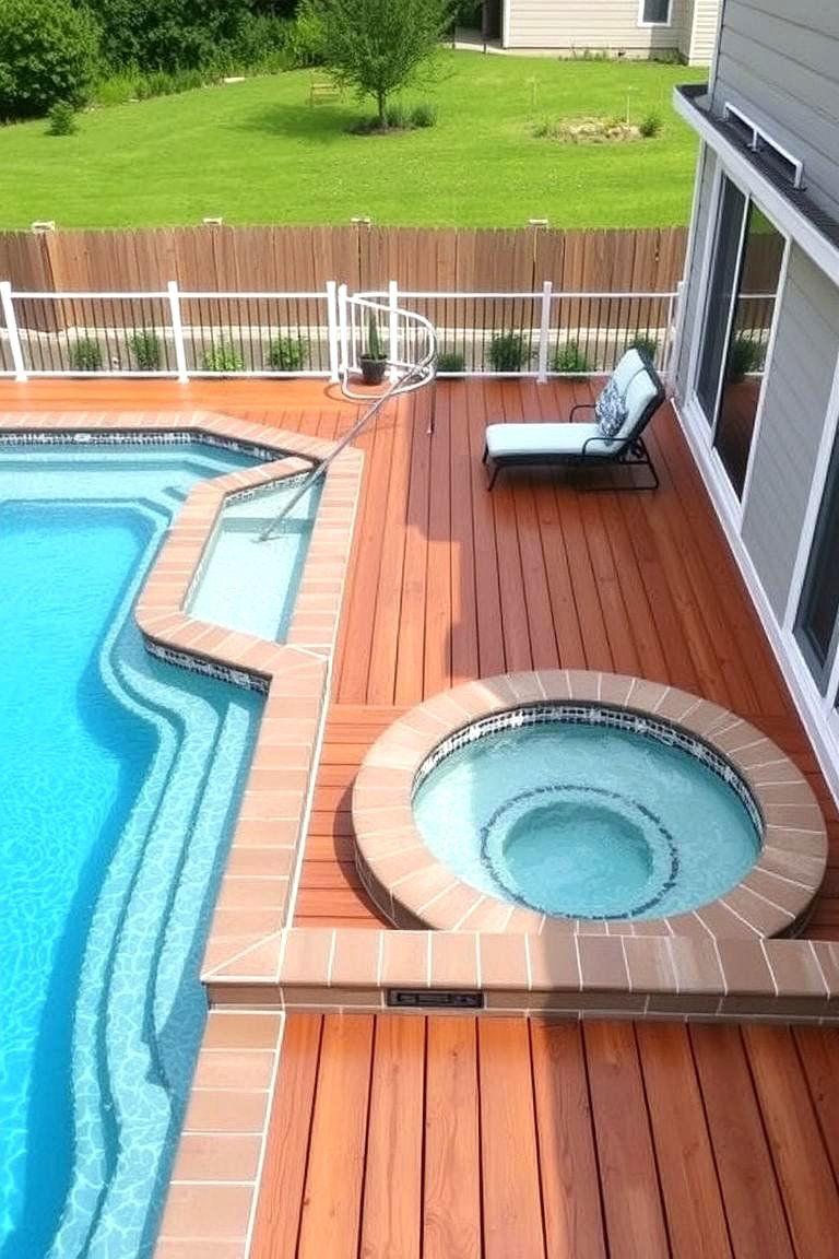 Poolside Hot Tub Deck - 24 Above-ground Pool With Deck Ideas