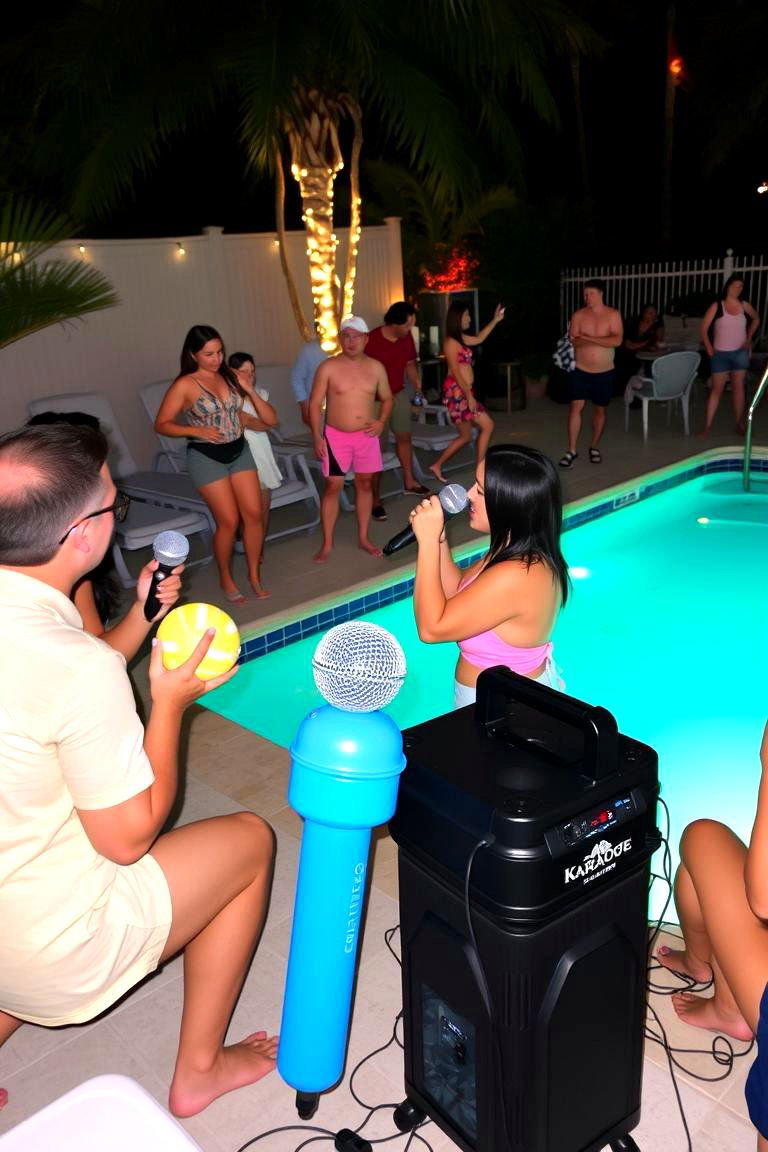 Poolside Karaoke Party - 24 Pool Party Ideas