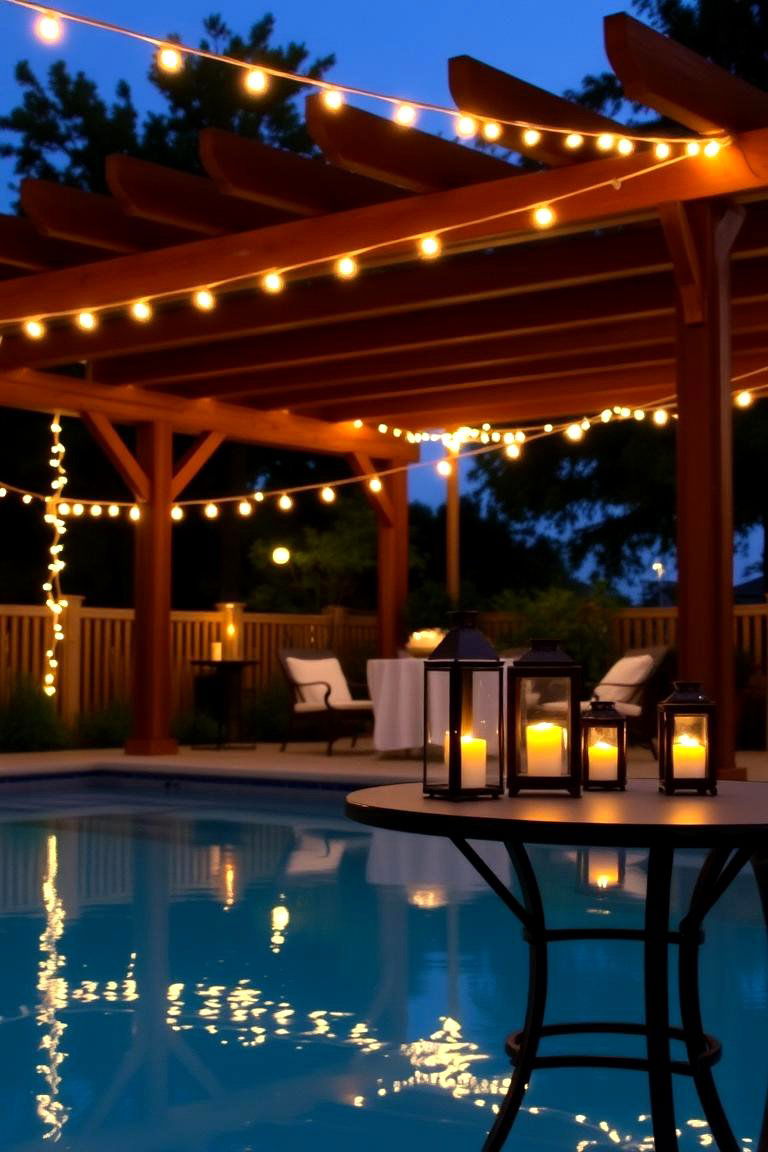 Poolside Lanterns and String Lights - 24 Pool Lighting Ideas