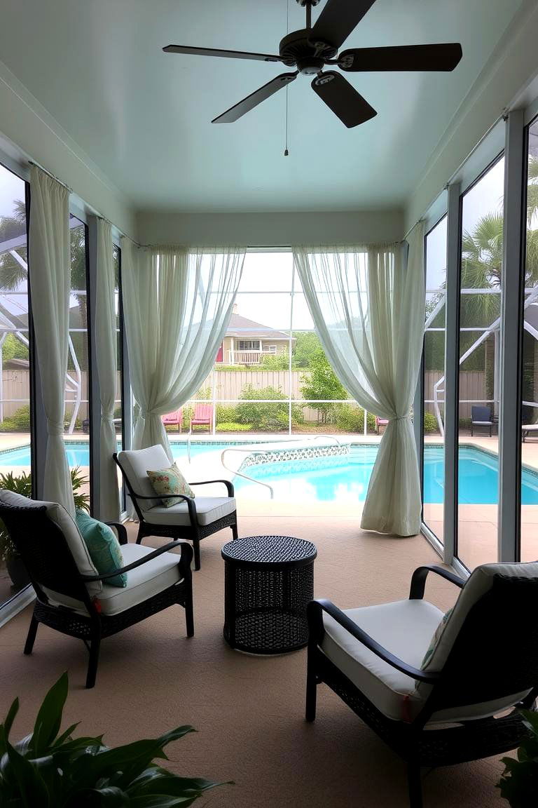 Poolside Leisure Screened Porch - 24 Small Screened-in Porch Ideas