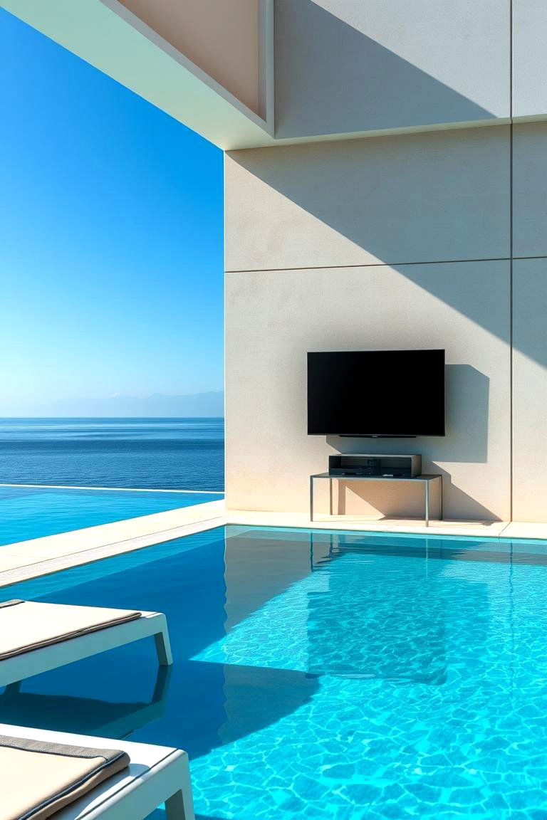 Poolside Outdoor Theater - 24 Outdoor Tv Ideas