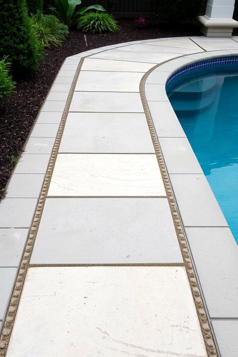 Poolside Pavers with Decorative Grouting - 24 Concrete Pavers Around Pool Ideas
