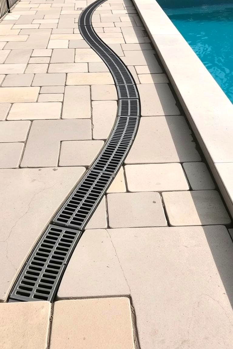 Poolside Pavers with Integrated Drainage - 24 Concrete Pavers Around Pool Ideas