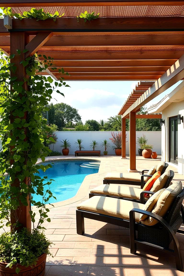 Poolside Pergola Deck - 24 Above-ground Pool With Deck Ideas