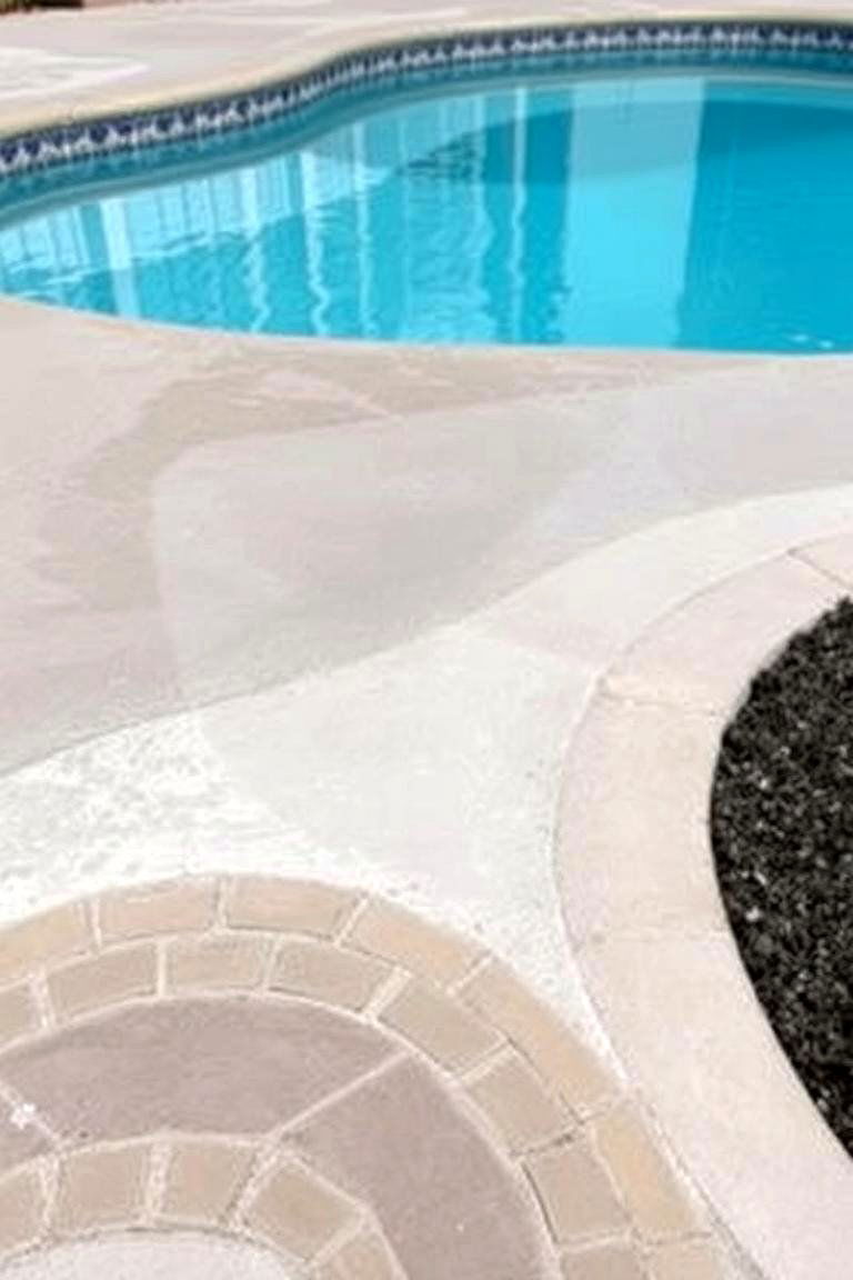 Poolside Stamped Concrete Patio - 24 Stamped Concrete Patio Ideas